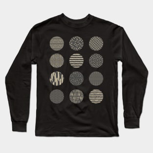 Patchwork Pattern Circle Dots - Black Long Sleeve T-Shirt